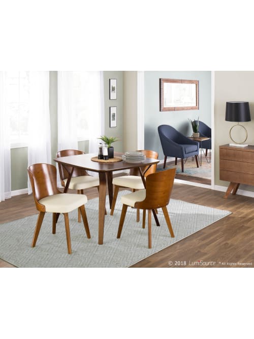 Lumisource Folia Mid Century Modern Dining Table Square Walnut