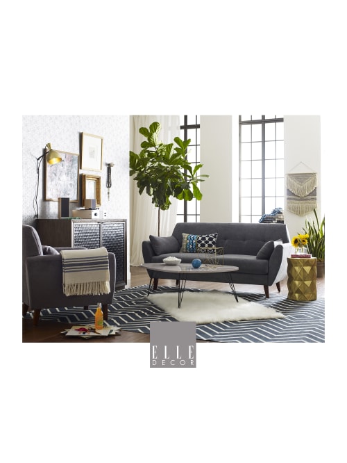 Elle D Cor Amelie Mid Century Modern Arm Chair Dark Graychestnut