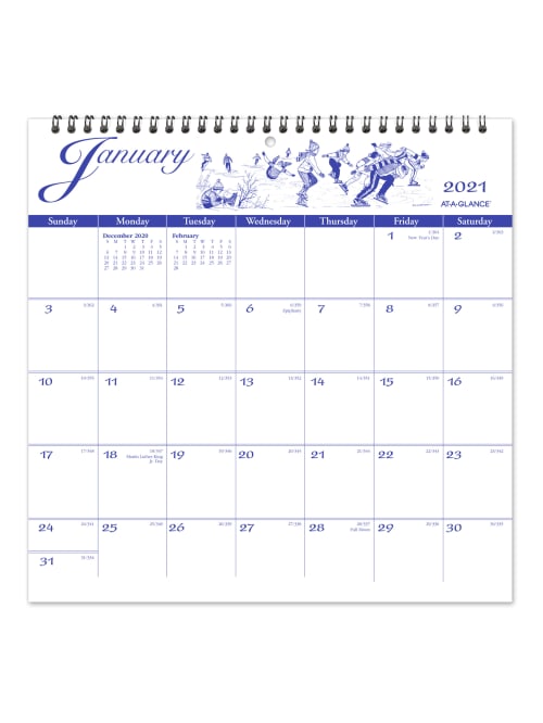 At A Glance Illustrator S Edition Monthly Wall Calendar 12 X 12 Purplewhite January To December 2021 G100017