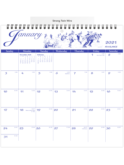 At A Glance Illustrator S Edition Monthly Wall Calendar 12 X 12 Purplewhite January To December 2021 G100017 Office Depot