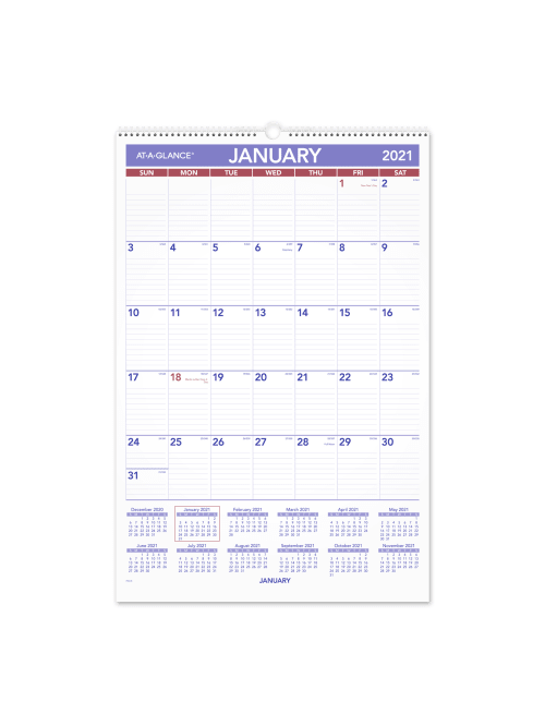 At A Glance Wall Calendar 2021 Pm32821 Office Depot