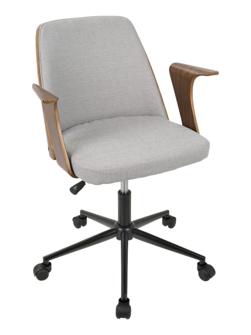 Lumisource Verdana Mid Century Modern Mid Back Chair Graywalnutblack Office Depot