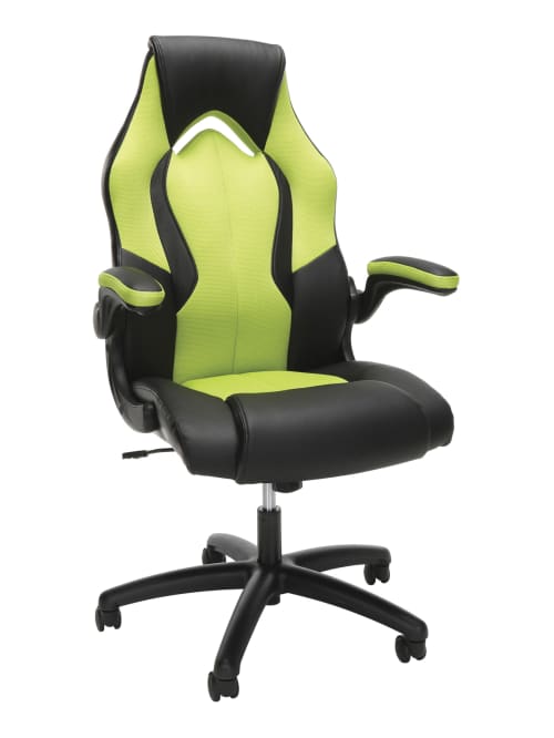 Ofm Essentials Racing Style Bonded Leather Gaming Chair Greenblack Office Depot