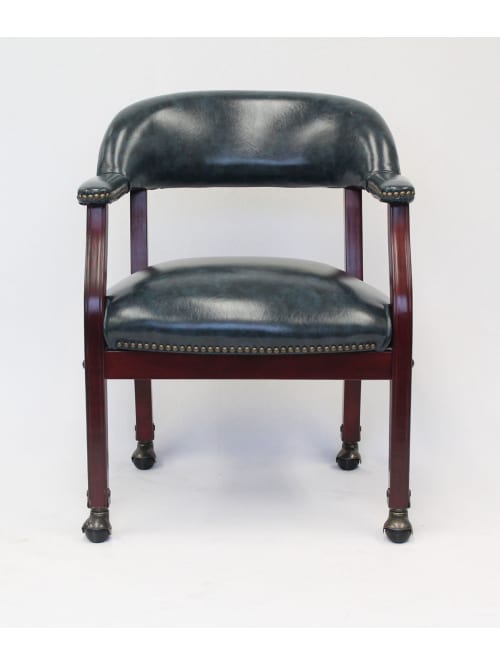 Boss Captains Guest Arm Chair With Casters Bluemahogany Office Depot