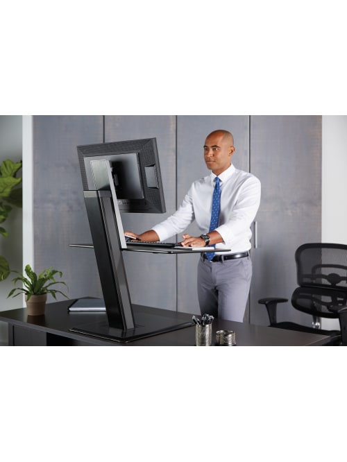 Workpro Perform Desk Riser By Humanscale Dual Monitor Black Office Depot
