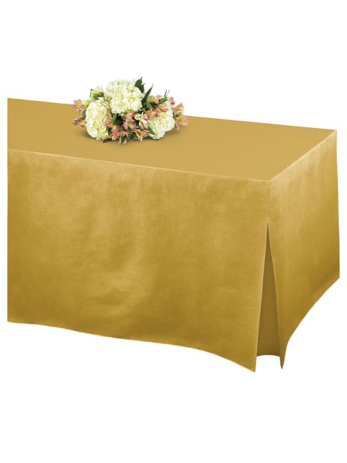 Amscan Flannel Backed Vinyl Fitted Table Cover 27 H X 31 W X 72 D Gold Office Depot