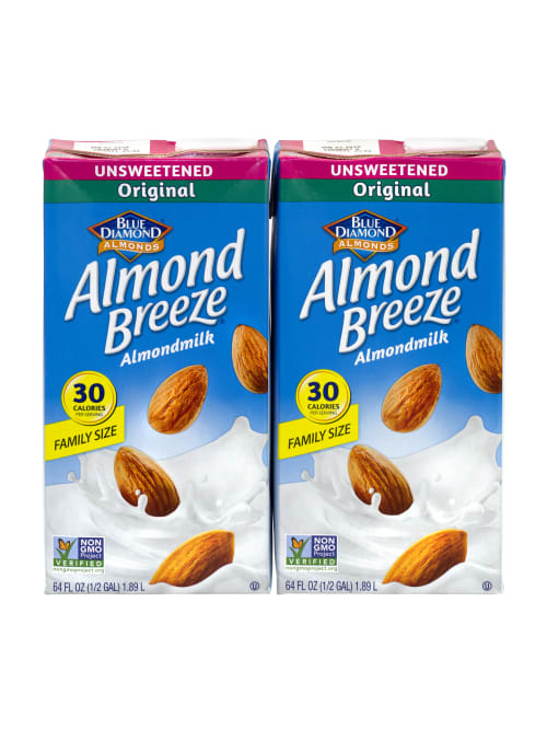 Blue Diamond Almond Breeze Unsweetened Almond Milk 64 Fl Oz Pack Of 2 Cartons Office Depot