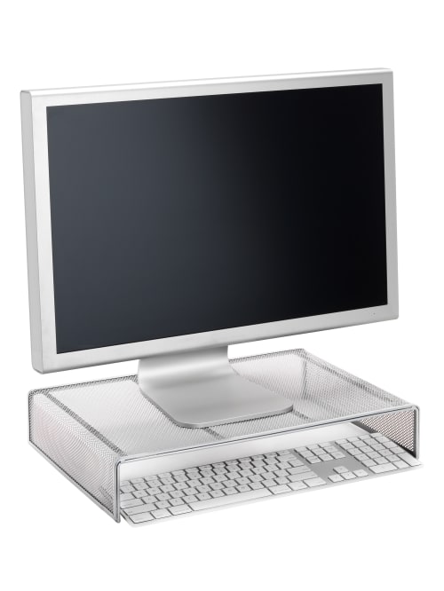Brenton Studio Silver Mesh Monitor Stand Office Depot