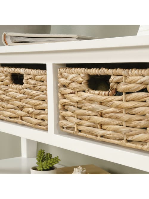 Sauder Cottage Road Console Table With Wicker Baskets 3 Fixed Shelves White Office Depot Alibaba.com offers 386 storage console table products. sauder cottage road console table with wicker baskets 3 fixed shelves white item 8615732