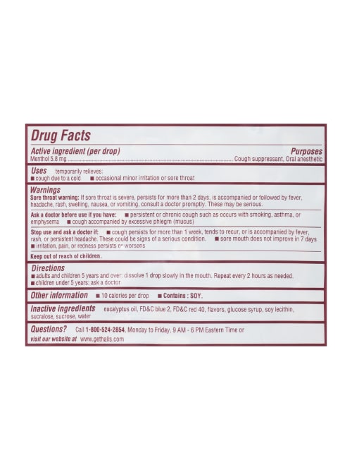 Halls Cherry Cough Drops 80 Drops Per Pack Bag Of 2 Packs Office Depot