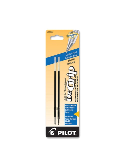 pilot ballpoint pen refills fits dr grip all pilot retractable ballpoint pens medium point 1 0 mm blue pack of 2 item 864066