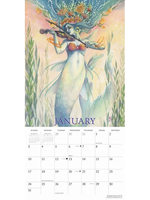 january 2021 calendar mermaid