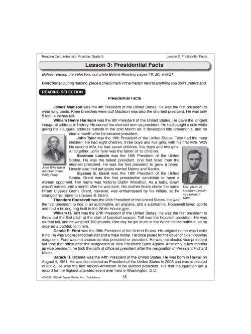 Mark Twain Media Reading Comprehension Practice Grade 5 Office Depot