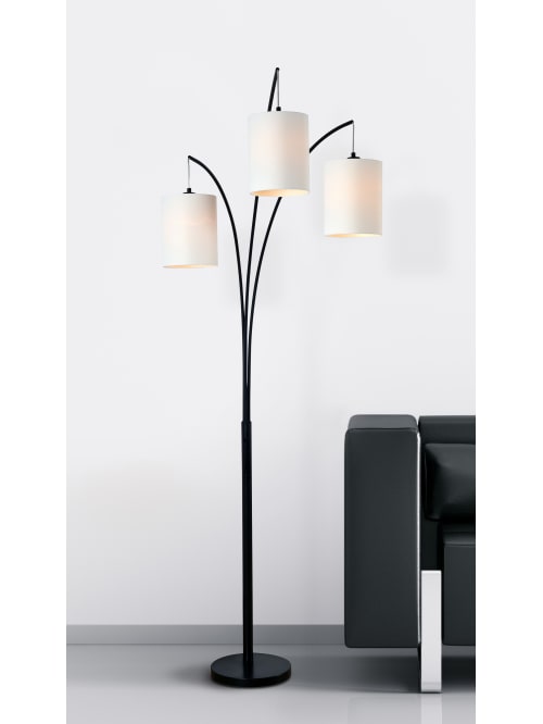 Kenroy Home Leah Arc Floor Lamp, Black Arc Floor Lamp With White Shade