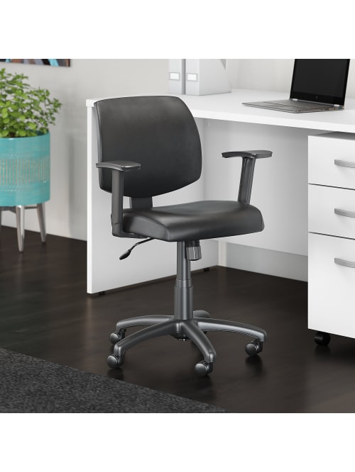Bush Business Furniture Petite Bonded Leather Office Chair Black Standard Delivery Office Depot