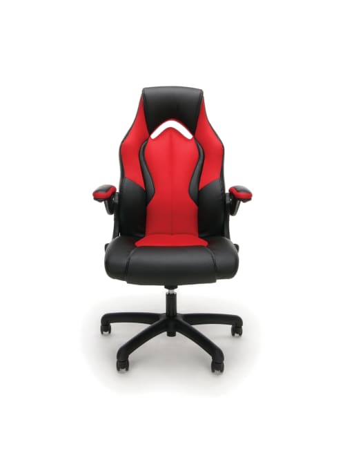 Ofm Essentials Racing Style Bonded Leather High Back Gaming Chair Redblack Office Depot