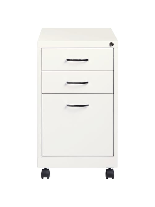 Lorell 19 D Vertical 3 Drawer Mobile Pedestal File Cabinet Metal White Office Depot