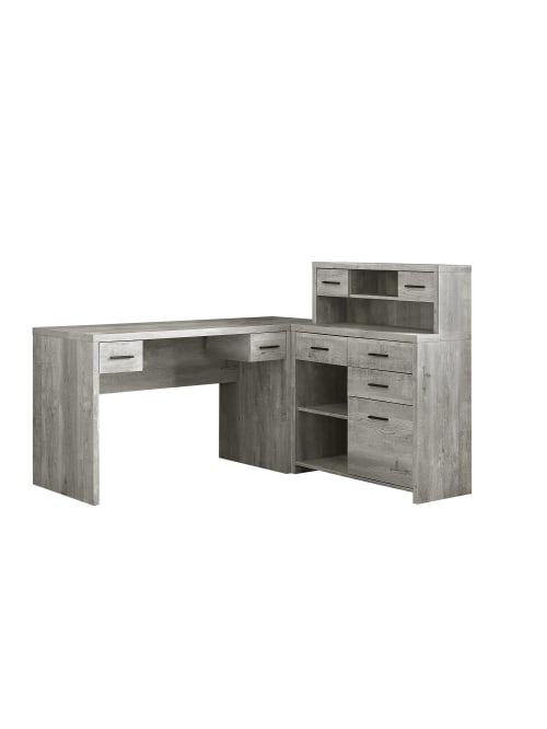 Monarch Specialties L Shaped Computer Desk With Hutch Gray Woodgrain Office Depot