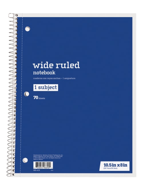 8 x 10.5 Left-Handed Wide-Ruled Spiral Notebook  Left handed notebooks,  Left handed, Ruled notebook