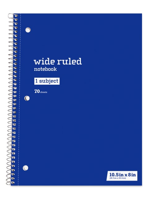 8 x 10.5 Left-Handed Wide-Ruled Spiral Notebook  Left handed notebooks,  Left handed, Ruled notebook