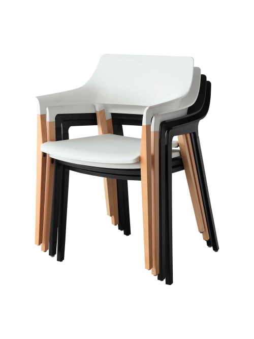 Lorell White Stack Chairs With Wood Legs 2pk Office Depot