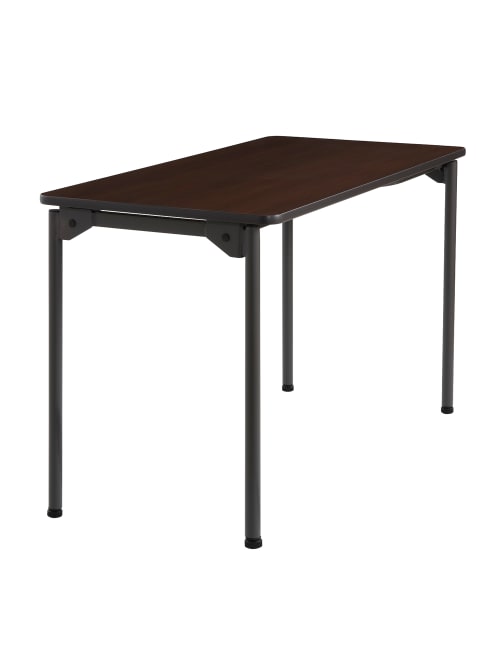 Iceberg Maxx Legroom Series Wood Folding Table 24 W X 48 D Walnutblack Office Depot