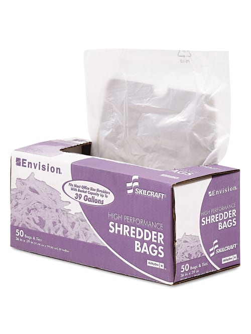 Shredder Bags 36 X 39 39 Gallons Clear Roll Of 50 Bags Abilityone 8105 01 399 4793 Office Depot