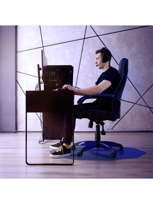 Floortex 9 Mat Gaming Chair Mat Hard Floors Nonagon 38 H X 39 W Blue Office Depot