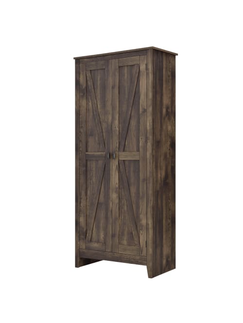 Ameriwood Home Farmington 31 12 Wide Storage Cabinet 4 Shelves Rustic Woodgrain Office Depot
