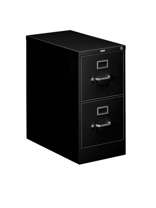 Hon 310 26 12 D Vertical 2 Drawer Letter Size File Cabinet Metal Black Office Depot
