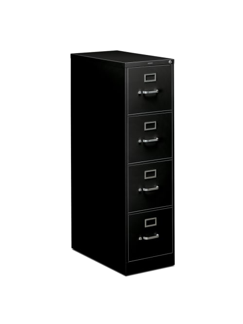 Hon 310 26 12 D Vertical 4 Drawer Letter Size File Cabinet Metal Black Office Depot