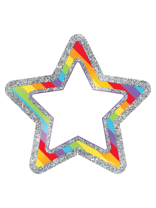 Carson Dellosa Sparkle And Shine Single Cut Outs Rainbow Glitter Stars 8 H X 6 14 W X 12 D Pack Of 36 Cut Outs Office Depot