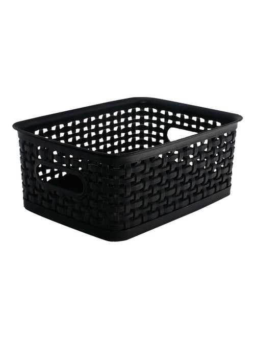 See Jane Work Plastic Small Weave Bin Black Office Depot