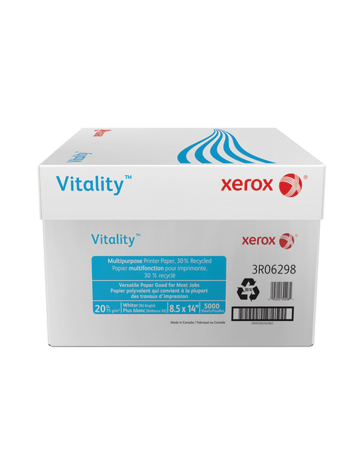 Xerox Vitality Multi Use Printer Paper Legal Size 8 12 X 14 92 U S Brightness 20 Lb 30percent Recycled Fsc Certified Ream Of 500 Sheets Case Of 10 Reams Office Depot