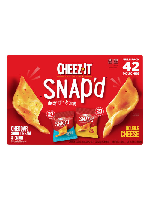 Cheez It Snapd Cheesy Baked Snacks 0 75 Oz Box Of 42 Snack Bags
