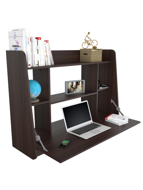 Inval Floating 44 W Wall Mounted Laptop Desk Espresso Office Depot - Floating Wall Mounted Computer Desk