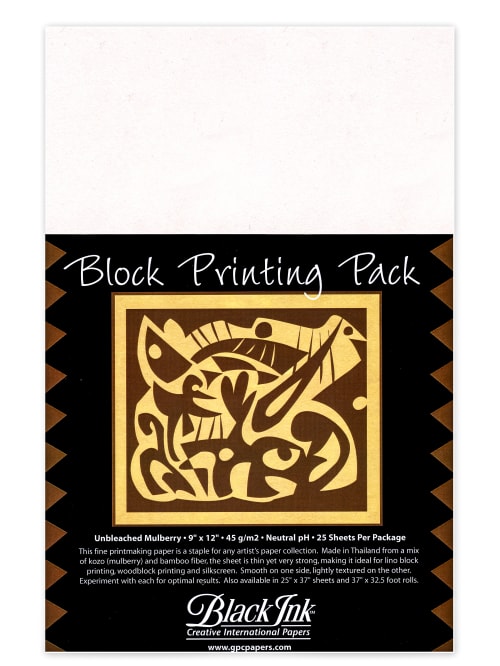 Black Ink Thai Mulberry Block Printing Paper 9 X 12 White Unbleached Pack Of 25 Sheets Office Depot