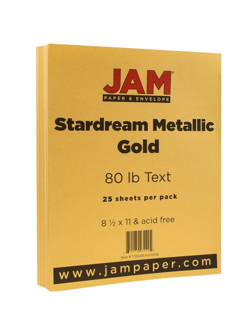 Jam Paper Printer Paper Letter Size 8 12 X 11 80 Lb Gold Metallic Ream Of 25 Sheets Office Depot