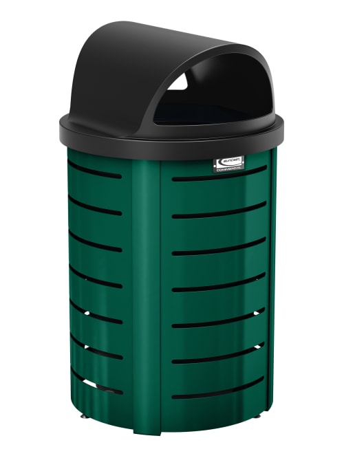 Suncast Commercial Outdoor Decorative Round Metal Trash Can With
