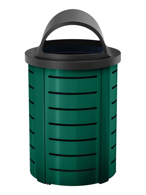 Suncast Commercial Outdoor Decorative Round Metal Trash Can With