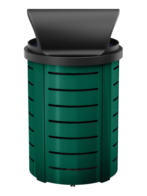 Suncast Commercial Outdoor Decorative Round Metal Trash Can With