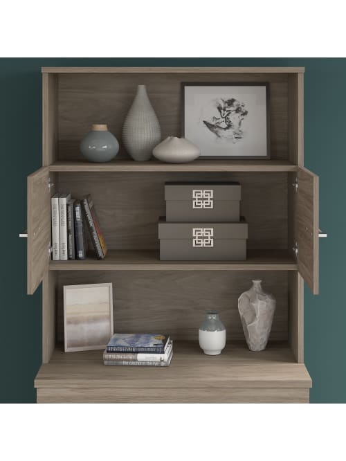 Bush Business Furniture Office 500 36 W Tall Storage Cabinet With Doors And Shelves Modern Hickory Standard Delivery Office Depot