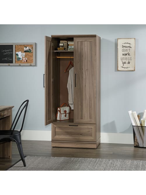 Sauder Homeplus Storage Cabinet Closet 2 Shelves Salt Oak Office Depot