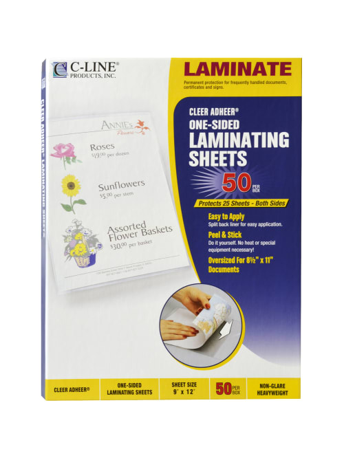 C Line Cleer Adheer Laminating Sheets 9 X 12 Nonglare Box Of 50 Office Depot