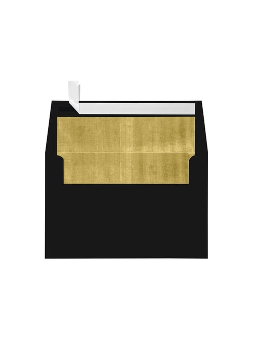 Lux Foil Lined Invitation Envelopes With Peel And Press Closure 4 14 X 6 14 Blackgold Pack Of 250 Office Depot