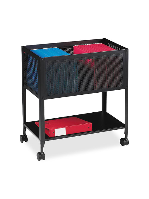 Lorell Steel Mesh Hanging Letter Size Mobile File Cart Black Office Depot