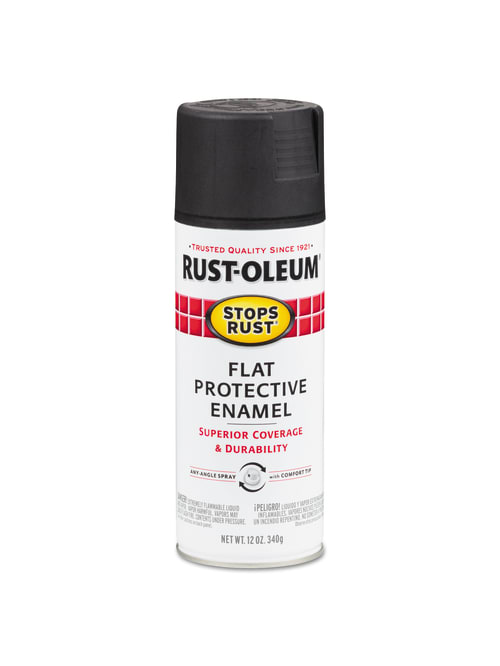 Rust Oleum Stops Rust Protective Enamel Spray Paint 12 Oz Flat Black Office Depot