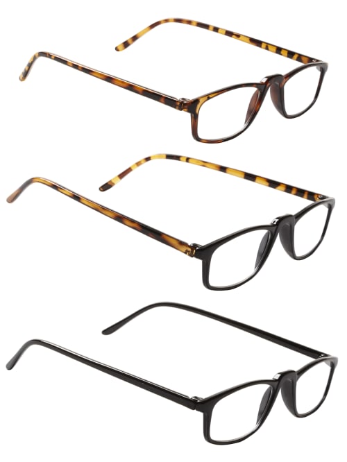 Icu Eyewear Rectangular Reading Glasses Set Plastic 3 00 Pack Of 3