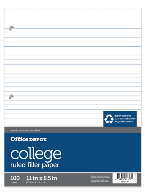 Office Depot Brand Filler Paper 100 Pk Office Depot
