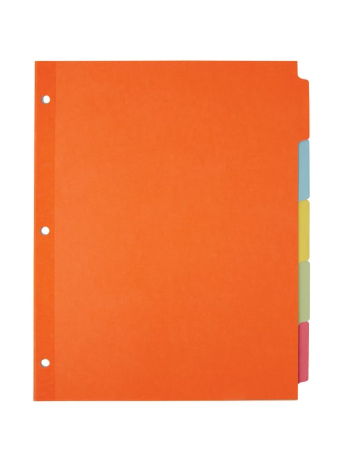 Office Depot Brand Plain Dividers With Write On Tabs Assorted Colors 5 Tab Office Depot